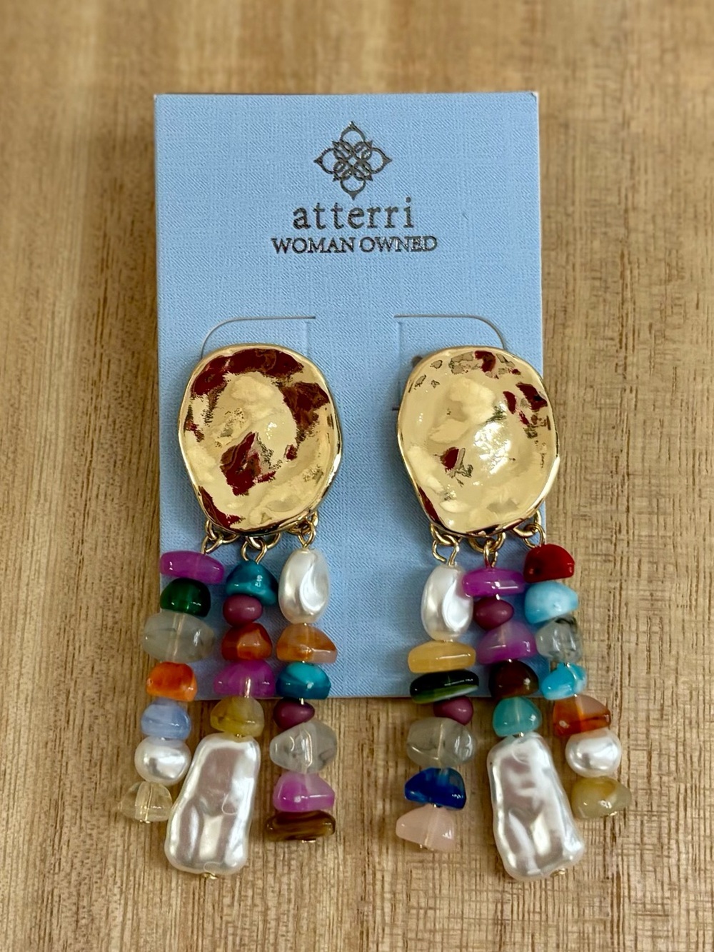 Atterri Dangle Drop Multicolor Gemstone & Pearl Earrings